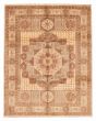 Bordered  Traditional Ivory Area rug 6x9 Pakistani Hand-knotted 379599