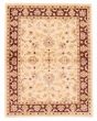 Bordered  Traditional Ivory Area rug 4x6 Afghan Hand-knotted 379820