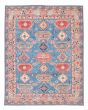 Bordered  Geometric Blue Area rug 6x9 Afghan Hand-knotted 381929