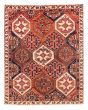 Bordered  Geometric Red Area rug 4x6 Turkish Hand-knotted 385725