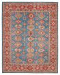 Bordered  Transitional Blue Area rug 6x9 Afghan Hand-knotted 392643