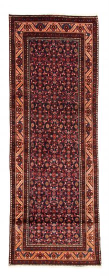 Bordered  Traditional Blue Runner rug 10-ft-runner Persian Hand-knotted 352673
