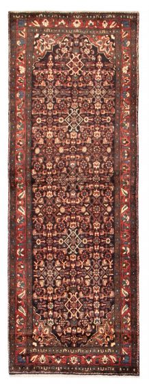 Traditional Tribal Black Runner Rug 10 Feet Turkish Hand-knotted 419522