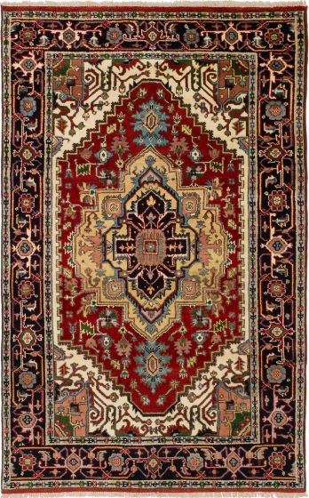 Floral  Traditional Red Area rug 5x8 Indian Hand-knotted 241140