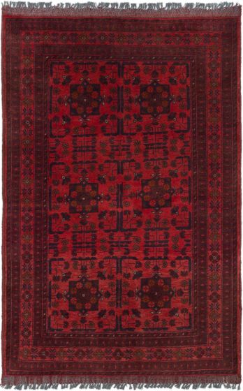 Bordered  Tribal Red Area rug 3x5 Afghan Hand-knotted 282247