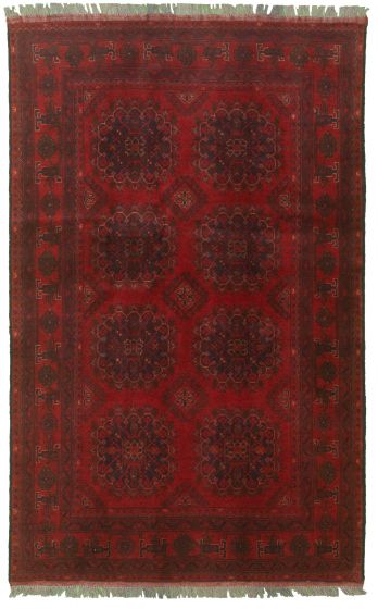 Bordered  Tribal  Area rug 4x6 Afghan Hand-knotted 327251