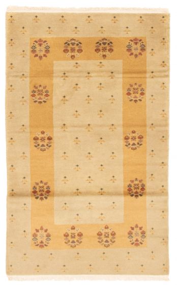 Floral  Transitional Yellow Area rug 3x5 Pakistani Hand-knotted 349432