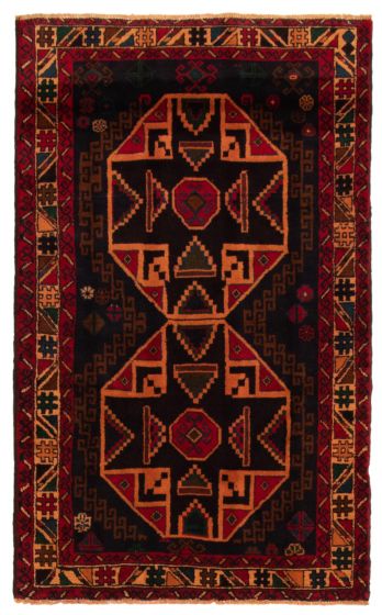 Bordered  Tribal Black Area rug 3x5 Afghan Hand-knotted 357096