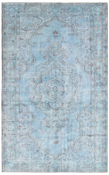 Bordered  Traditional Blue Area rug 6x9 Turkish Hand-knotted 362465