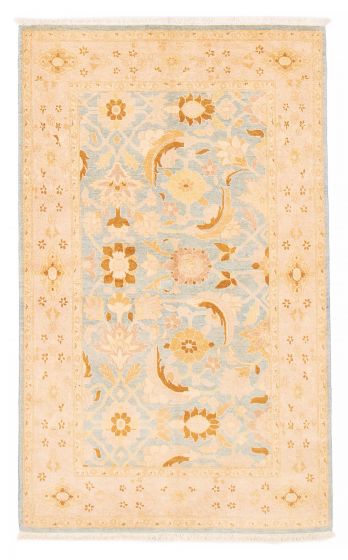 Bordered Traditional Blue Area rug 5x8 Pakistani Hand-knotted 379574