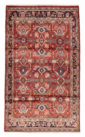 Bordered  Tribal Red Area rug 4x6 Turkish Hand-knotted 380297