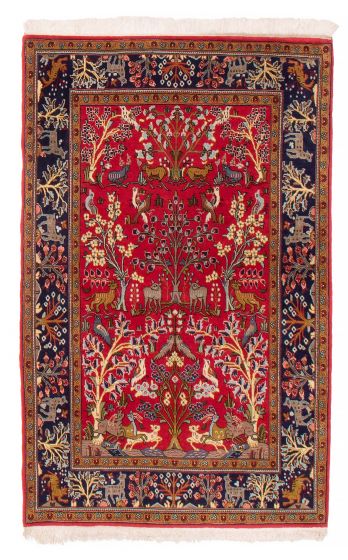 Bordered  Traditional Red Area rug 3x5 Persian Hand-knotted 382414