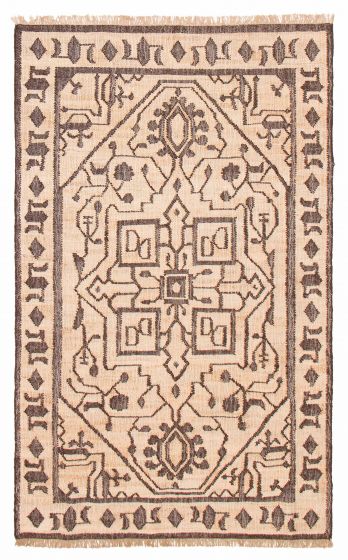 Flat-weaves & Kilims  Moroccan Brown Area rug 5x8 Indian Flat-Weave 387250