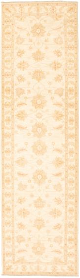 Bordered  Traditional Ivory Runner rug 10-ft-runner Pakistani Hand-knotted 336647