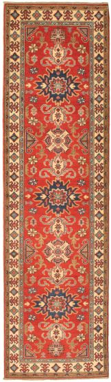 Bordered  Traditional Red Runner rug 10-ft-runner Afghan Hand-knotted 337246