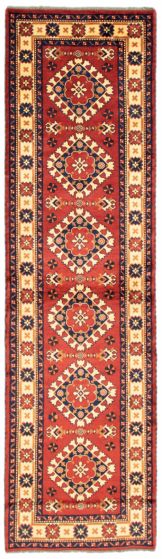 Bordered  Traditional Red Runner rug 11-ft-runner Afghan Hand-knotted 347273