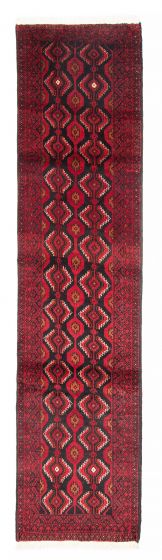 Bordered  Traditional Black Runner rug 9-ft-runner Afghan Hand-knotted 380537