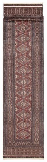 Bordered  Traditional Brown Runner rug 15-ft-runner Pakistani Hand-knotted 390229