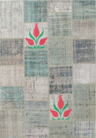 Transitional Green Area rug 5x8 Turkish Hand-knotted 231846