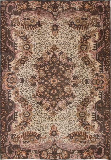 Traditional Ivory Area rug 6x9 Turkish Hand-knotted 236743