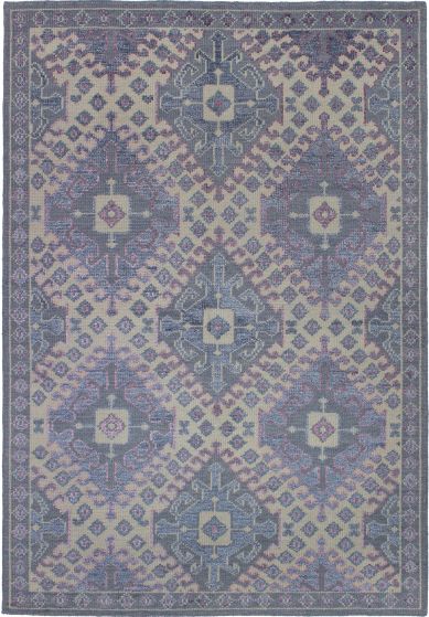 Bordered  Contemporary Grey Area rug 5x8 Indian Hand-knotted 272109