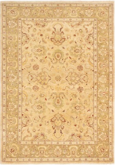 Bordered  Traditional Ivory Area rug 6x9 Afghan Hand-knotted 282659