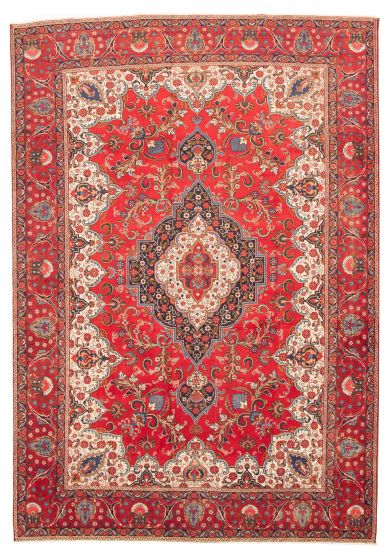 Bordered  Traditional Red Area rug 10x14 Persian Hand-knotted 317523