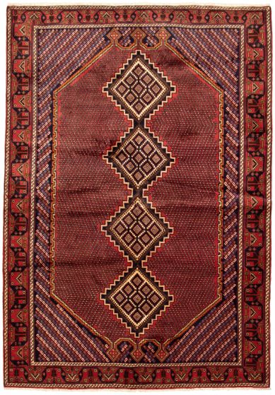 Bordered  Traditional Red Area rug 6x9 Persian Hand-knotted 323128