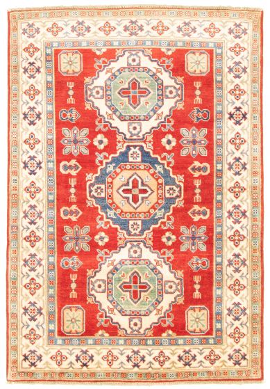 Bordered  Traditional Red Area rug 3x5 Afghan Hand-knotted 328895