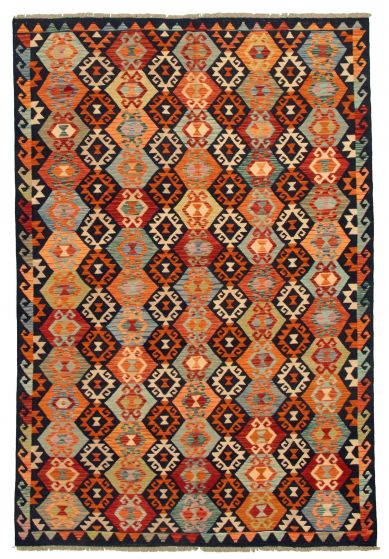 Flat-weaves & Kilims  Geometric Blue Area rug 6x9 Turkish Flat-weave 331011