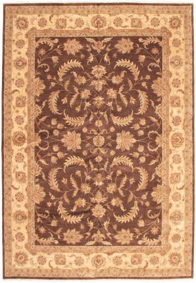 Bordered  Traditional Brown Area rug 10x14 Pakistani Hand-knotted 337322
