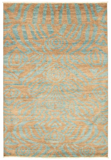 Casual  Transitional Brown Area rug 5x8 Pakistani Hand-knotted 341435