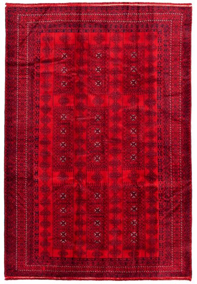 Bordered  Tribal Red Area rug 5x8 Afghan Hand-knotted 342687
