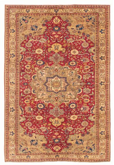 Bordered  Traditional Red Area rug 6x9 Turkish Hand-knotted 347778