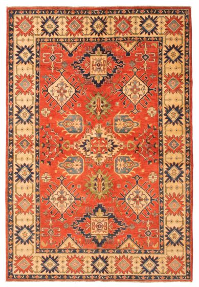 Bordered  Traditional Brown Area rug 6x9 Afghan Hand-knotted 348278