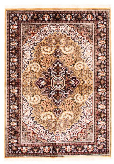 Bordered  Traditional Green Area rug 4x6 Indian Hand-knotted 348725