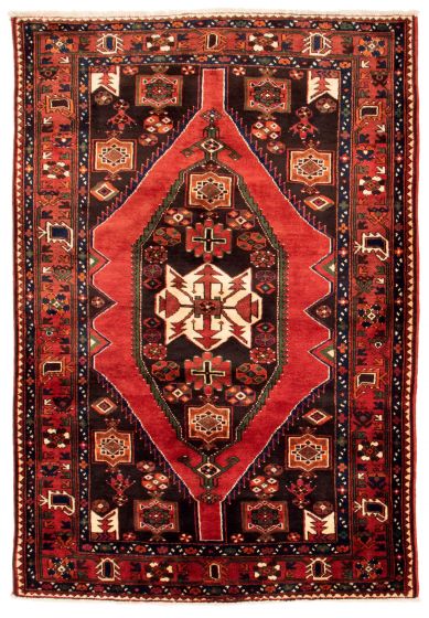 Bordered  Traditional Red Area rug 4x6 Persian Hand-knotted 352447
