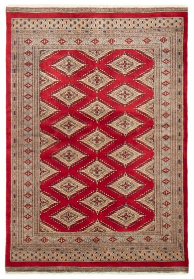 Bordered  Tribal Red Area rug 3x5 Pakistani Hand-knotted 359413