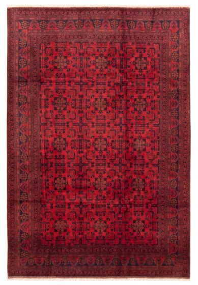Bordered  Traditional Red Area rug 6x9 Afghan Hand-knotted 360238