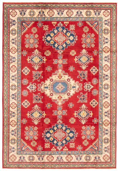Bordered  Traditional Red Area rug 6x9 Afghan Hand-knotted 364393