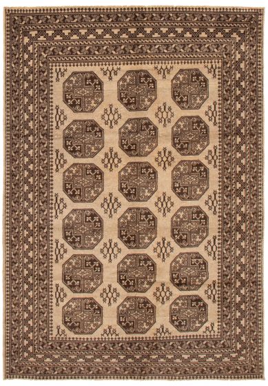 Bordered  Tribal Grey Area rug 6x9 Afghan Hand-knotted 367262