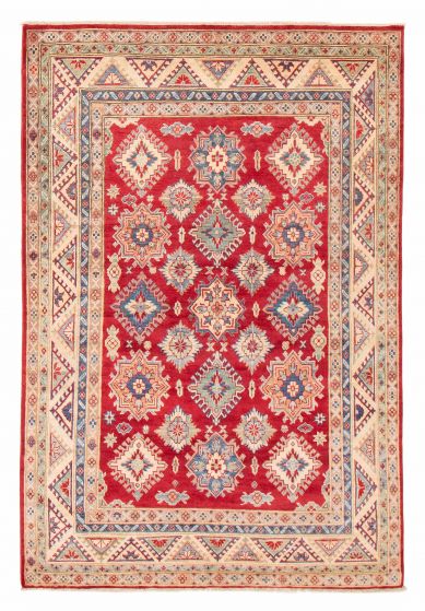 Bordered  Traditional Red Area rug 5x8 Afghan Hand-knotted 376868