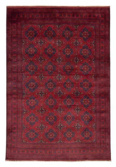 Bordered  Traditional Red Area rug 6x9 Afghan Hand-knotted 377968