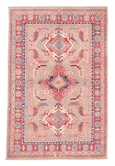 Bordered  Geometric Ivory Area rug 3x5 Afghan Hand-knotted 381866