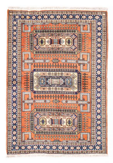 Bordered  Traditional Brown Area rug 4x6 Persian Hand-knotted 382278