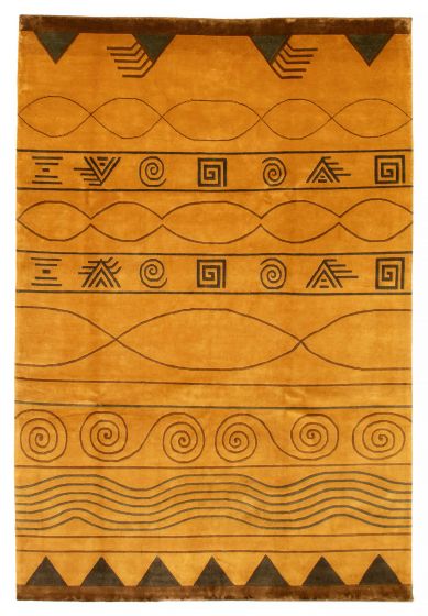Transitional Orange Area rug 8x10 Nepal Hand-knotted 387027