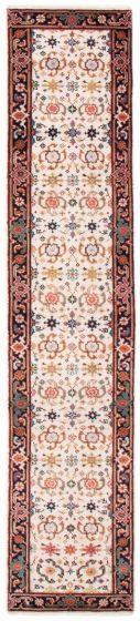 Bordered  Traditional Ivory Runner rug 12-ft-runner Indian Hand-knotted 377768