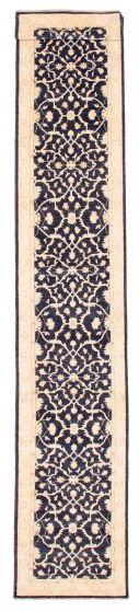 Bordered  Traditional Blue Runner rug 16-ft-runner Pakistani Hand-knotted 378935