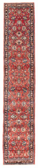 Bordered  Traditional Red Runner rug 14-ft-runner Persian Hand-knotted 385072