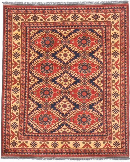 Traditional Brown Area rug 4x6 Afghan Hand-knotted 202908